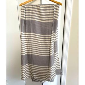 One Size Black and Cream Striped Scarf Sarong